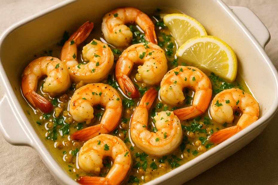 Camarões Assados com Manteiga e Alho: Elegância Simples e Sabor Irresistível